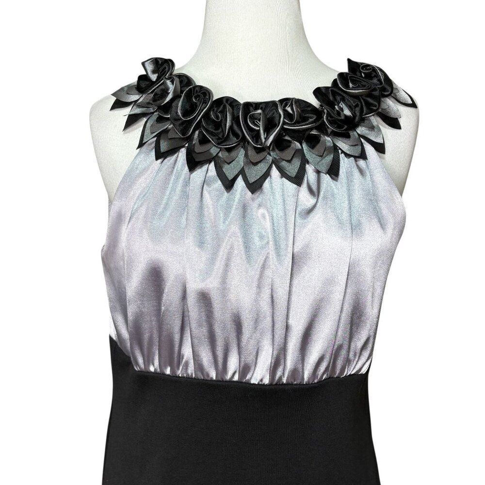 Tiana B. Satin Dress Silver Black Size 10 - Picture 5 of 6